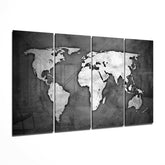 World Map 4 Pieces Mega Glass Wall Art (59"x36") | Insigne Art Design.